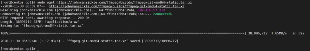 ffmpeg install easily on cent os