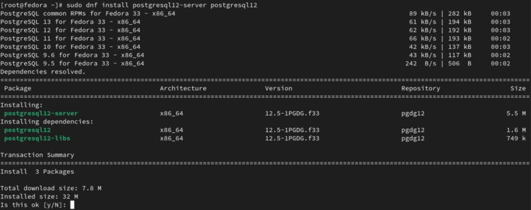 How To Install PostgreSQL 12 On Fedora 33 | SysAdminXpert