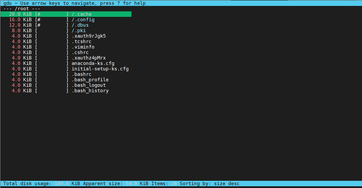 Gdu tool for Disk Usage Analyzer for Linux