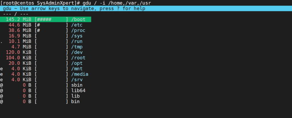 Gdu Tool For Disk Usage Analyzer For Linux | SysAdminXpert