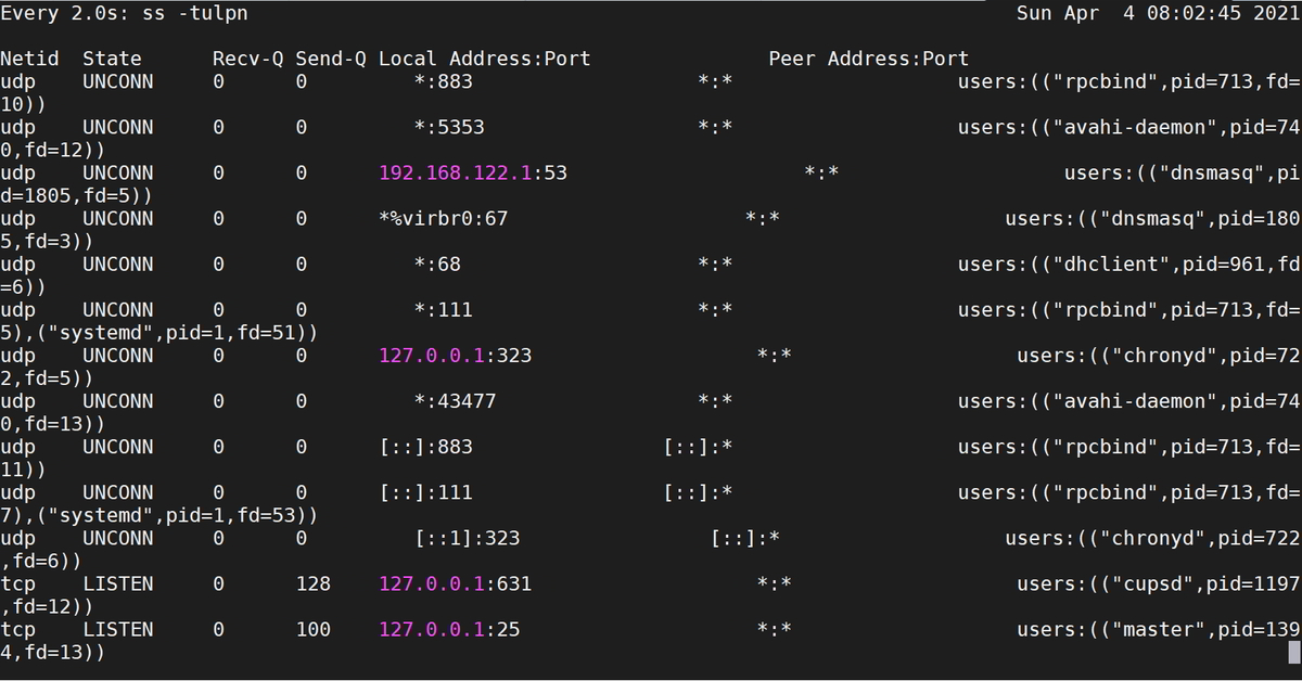 How to watch real time TCP and UDP ports on Linux