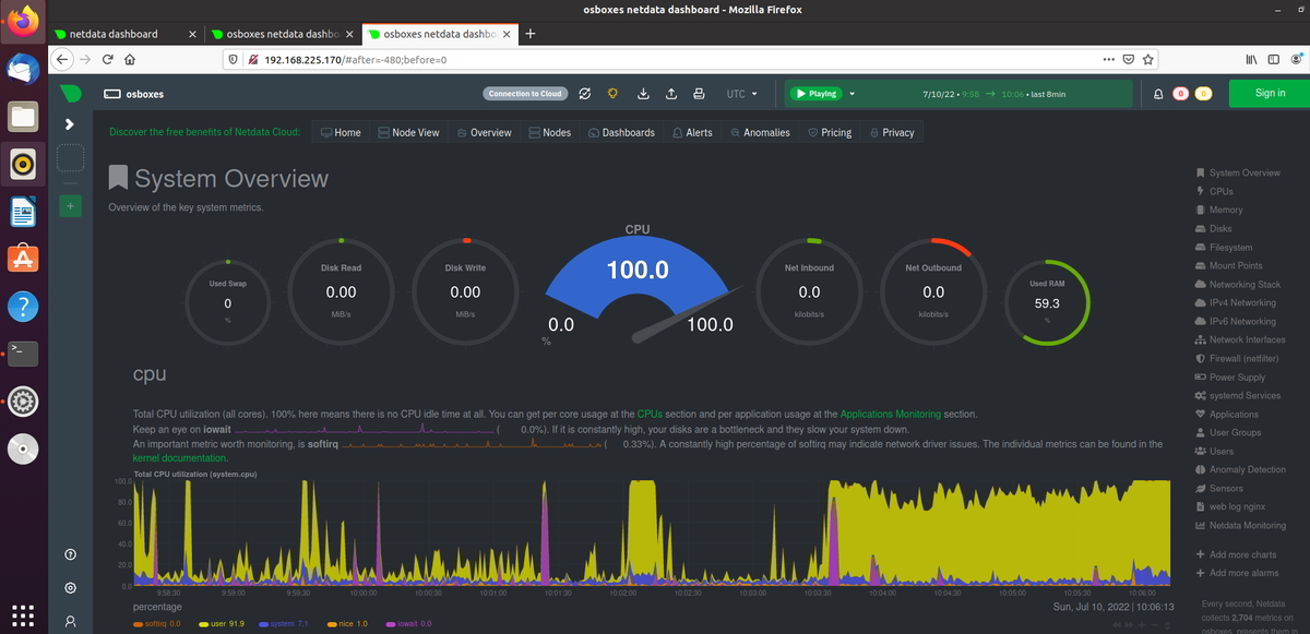 how to monitor Ubuntu performance using Netdata