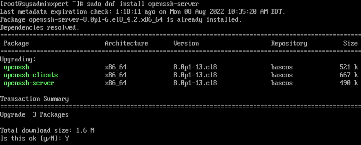 Enable SSH Service on Rocky Linux 8 or CentOS 8
